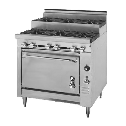 Montague Stainless Steel Heavy Duty 36" Wide Gas Range with Open Burners