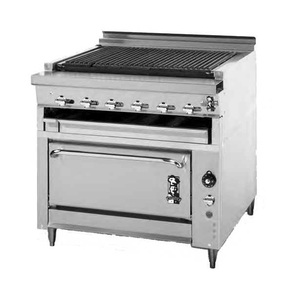 Montague Stainless Steel Heavy Duty 36" Wide Gas Charbroiler/Oven with Removable Self-Cleaning Radiants