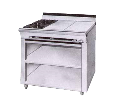 Montague Stainless Steel Heavy Duty 36" Wide Gas Range with Open Burners and Even Heat Hot Tops