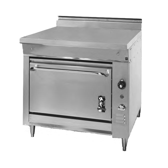 Montague Stainless Steel Heavy Duty 36" Wide Gas Range with Work Top and Open Cabinet Base