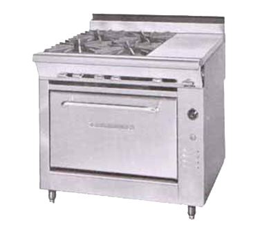 Montague Stainless Steel Heavy Duty 36" Wide Countertop Gas Range with Open Burners and Hot Top