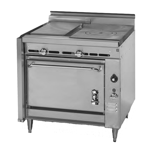 Montague Stainless Steel Heavy Duty 36" Wide Gas Range with Plancha and Ring/Cover Top and Manual Control