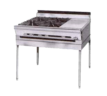 Montague Stainless Steel Heavy Duty 36" Wide Gas Range with Open Burners and Even Heat Hot Tops