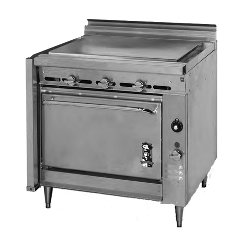 Montague Stainless Steel Heavy Duty 36" Wide Gas Range with (1) 36" Plancha Top and Manual Control