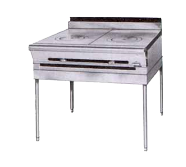 Montague Stainless Steel Heavy Duty 36" Wide Gas Range with Hot Tops and Undershelf
