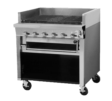 Montague Stainless Steel Heavy Duty 36" Wide Charbroiler with Self-Cleaning Radiants and Open Cabinet Base