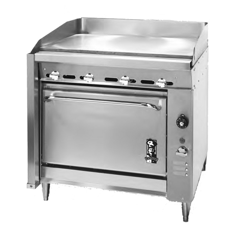 Montague Stainless Steel Heavy Duty 36" Wide Gas Range with (1) Plancha Top and Manual Control