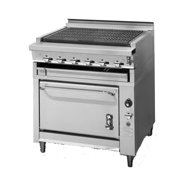 Montague Stainless Steel 36" Wide Gas Charbroiler Oven with Self-Cleaning Radiants and Cast Iron Top Grates