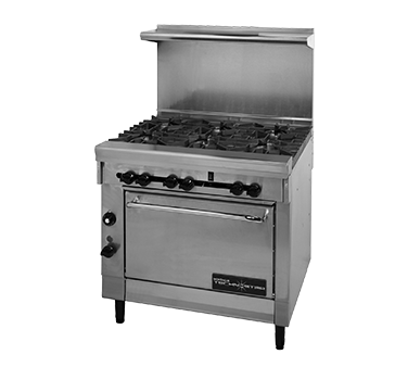 Montague Stainless Steel Restaurant 36" Wide Gas Range with (6) Open Burners