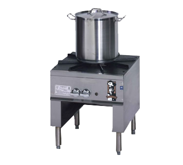 Montague Stainless Steel 20" Wide Gas Stock Pot Stove with Single 2-Ring Burner and Manual Control