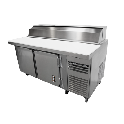 Montague Stainless Steel 36" Wide Refrigerated Sandwich Prep Table with Hinged Door and Thermometer