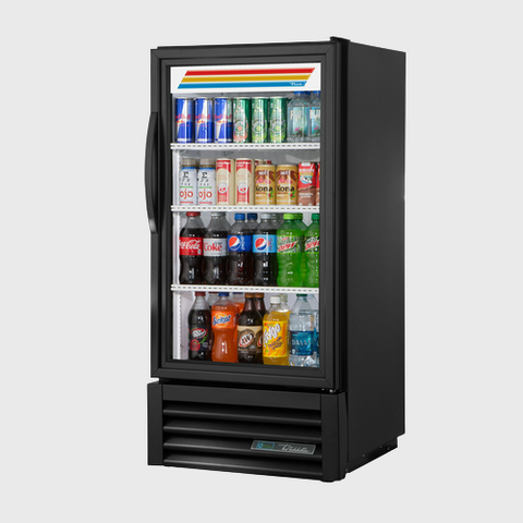True Specialty Retail One-Section Refrigerated Merchandiser 23-1/2"W White Aluminum Interior with Black Powder Coated Steel Exterior