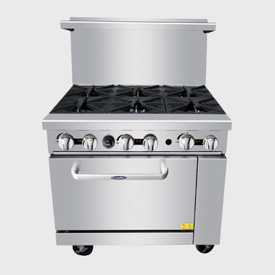 Atosa Stainless Six Burner Natural Gas Range 36"W