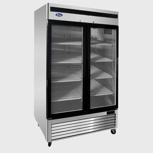 Atosa Bottom Mount Two Glass Door Stainless Freezer 83" H