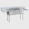 Atosa Stainless Three Compartment Sink With Left And Right Drain 90