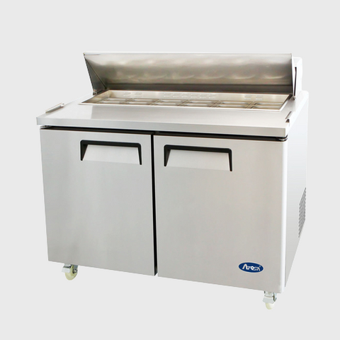 Atosa Stainless Two Door Sandwich Prep Table 48" W With 12 Stainless Pans