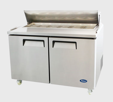 Atosa Stainless Two Door Sandwich Prep Table 60" W With 16 Stainless Pans