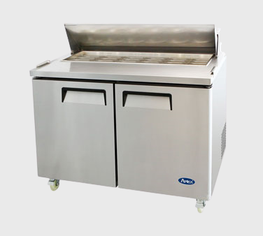 Atosa Stainless Two Door Mega Top Sandwich Prep Table 48" W With 18 Stainless Pans