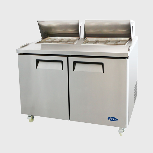 Atosa Stainless Two Door Mega Top Sandwich Prep Table 60" W With 24 Stainless Pans