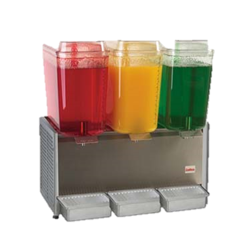 Grindmaster Cecilware Cold Beverage Dispenser Electric Three 5 Gallon Clear Polycarbonate Bowls & Covers