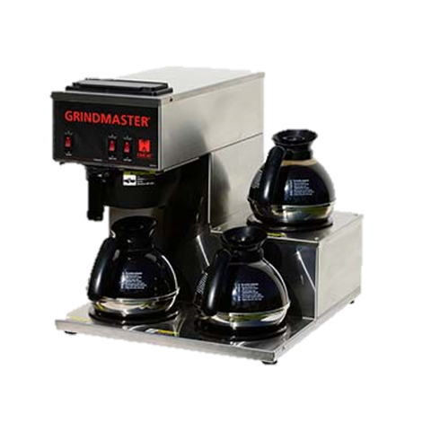 Grindmaster Cecilware Decanter Coffee Brewer Three Warmers (2 lower side by side & 1 step up right)