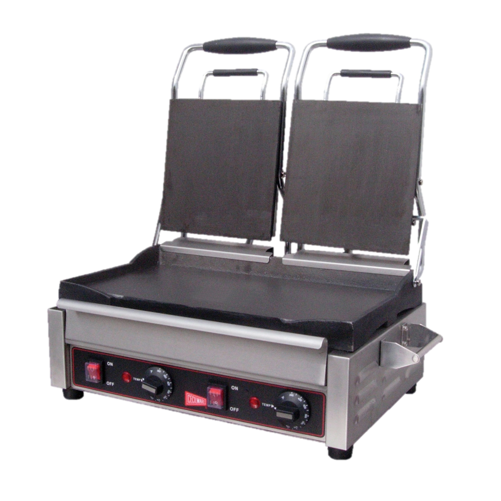 Grindmaster Cecilware Sandwich/Panini Grill Double 7-1/4"W Smooth Surface Grill Stainless Steel