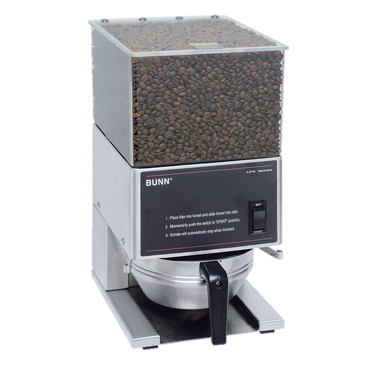 BUNN Coffee Grinder Low Profile Portion Control Single 6 lbs. Hopper