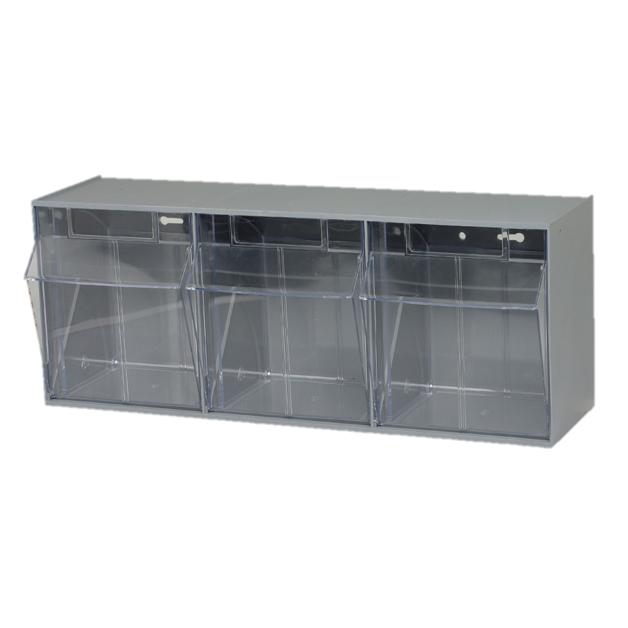 Quantum FoodService Organizer Bin Rack Three Compartment Gray