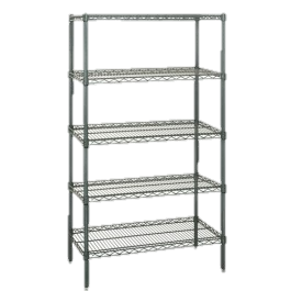 Quantum FoodService Wire Shelving Unit 42"W x 74"H Green Epoxy Finish