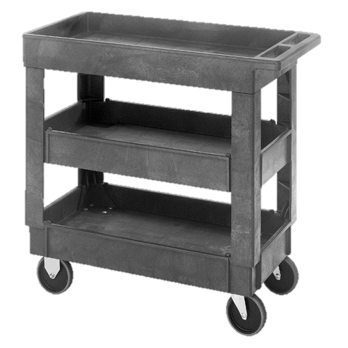 Quantum FoodService Plastic Cart 34.25"W x 17.5"D Three Shelves