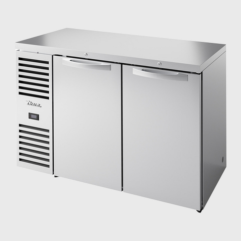 True Premier Bar Two-Section Refrigerated Back Bar Cooler 52"Width (2) Solid Hinged Doors with Stainless Steel Exterior
