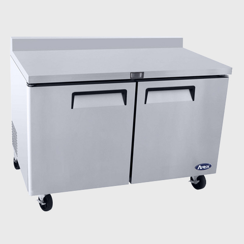Atosa Stainless Two Door Worktop Refrigerator With Backsplash 60" W