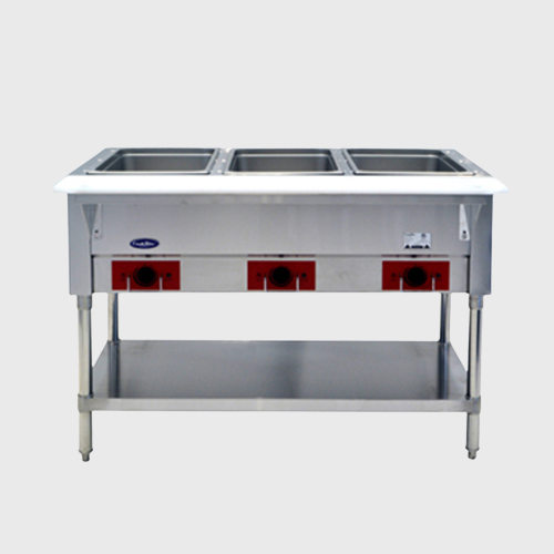Atosa Stainless Steam Table With Three Open Pan Wells 44" W