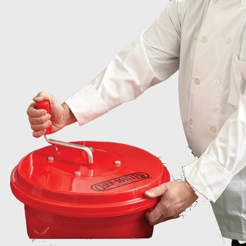 Chef Master 5 Gallon Red Plastic Salad Spinner / Dryer