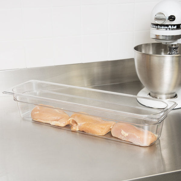 Camwear Polycarbonate Food Pan 1/2 Size Long 4" Deep Clear