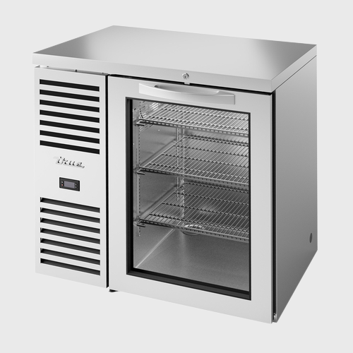 True Premier Bar One-Section Refrigerated Back Bar Cooler 36"Width (1) Glass Hinged Doors with Stainless Steel Exterior