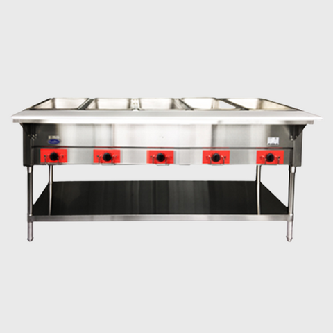 Atosa Stainless Steam Table With Five Open Pan Wells 72" W
