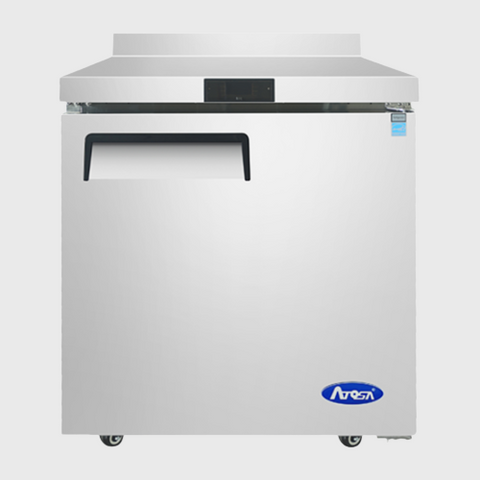 Atosa Stainless One Door Worktop Refrigerator With Backsplash 27" W