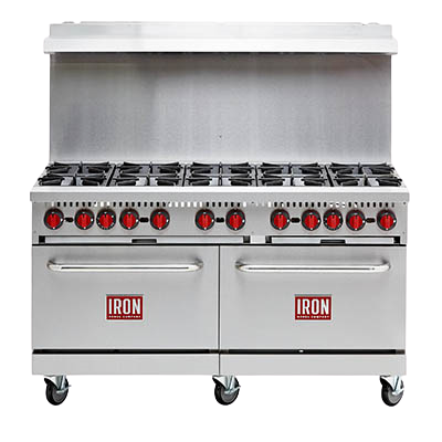 Iron Range Ten Burner Natural Gas Commercial Range 60"W Stainless Steel