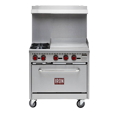 Iron Range Two Burner Natural Gas Commercial Range 36"W Stainless Steel