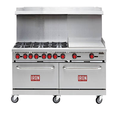 Iron Range Six Burner Natural Gas Commercial Range 60"W Stainless Steel