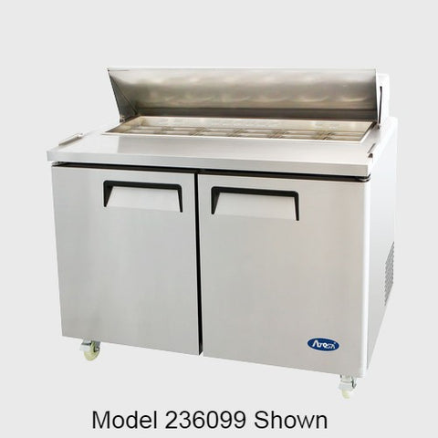Atosa Stainless Two Door Sandwich Prep Table 36" W With 10 Stainless Pans