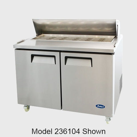 Atosa Stainless Two Door Mega Top Sandwich Prep Table 36" W With 15 Stainless Pans