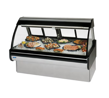 superior-equipment-supply - Federal Industries - Federal Industries Curved Glass Refrigerated Seafood & Fish Maxi Case, 120"W x 42"D x 54”H, Stainless Steel Exterior