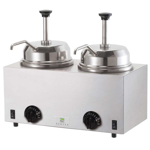 Server Twin Topping Warmer 15.31"H x 17"W x 13.5"D Silver Stainless Steel With Thermostatic Controls