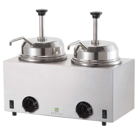 Server Twin Topping Warmer 15.31"H x 17"W x 13.5"D Silver Stainless Steel With Thermostatic Controls