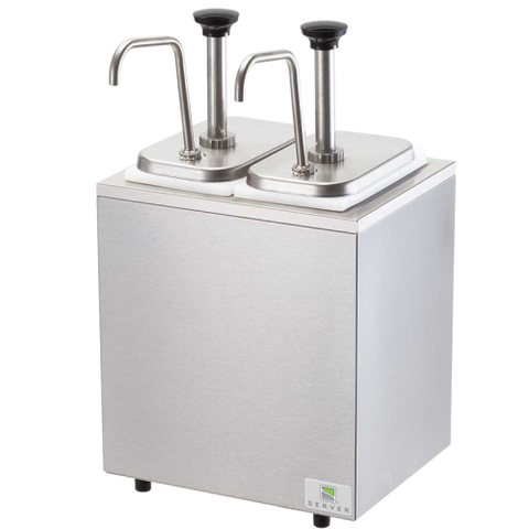 Server Cold Station Two 3.5 Quart Capacity 18.69"H x 10.88"W x 12"D Silver Stainless Steel Pumps Plastic Jars With Portion Control
