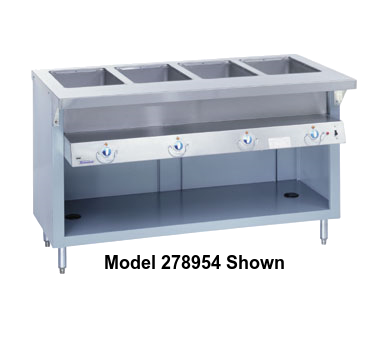 Duke Thurmaduke™ Steamtable Unit 46"W x 34"D x 36"H Stainless Steel Body Copper Manifolds Brass Valve With Dish Shelf