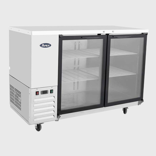 Atosa Stainless Two Glass Door Refrigerated Shallow Depth Back Bar Cooler 59" W
