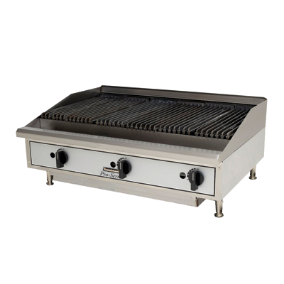 Toastmaster Charbroiler 36"W x 26.03"D x 15.47"H Silver Steel Burners Stainless Steel Top Aluminized Steel Sides Cast Iron Grates With Grease Trough